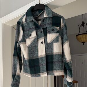 Green Plaid Button-Up Shacket
